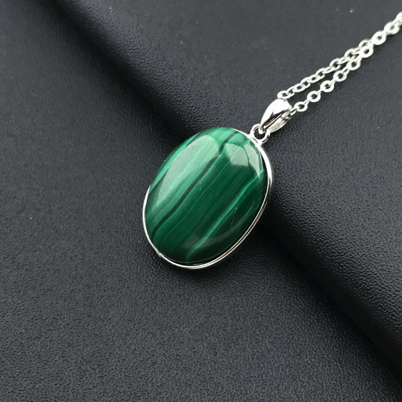 CSJ Natural  Malachite Pendants Sterling 925 Silver Aquamarine Stone Oval 13*18mm for Women Birthday Party Jewelry Gift