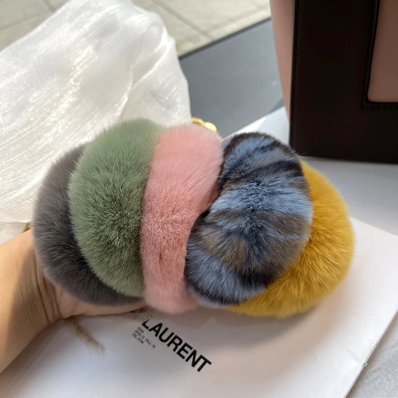 Real Animal Fur Hair Scrunchies Soft Furry Elastic Hair Band for Women Girls Ponytail holder Rubber Bands Hair Accessories