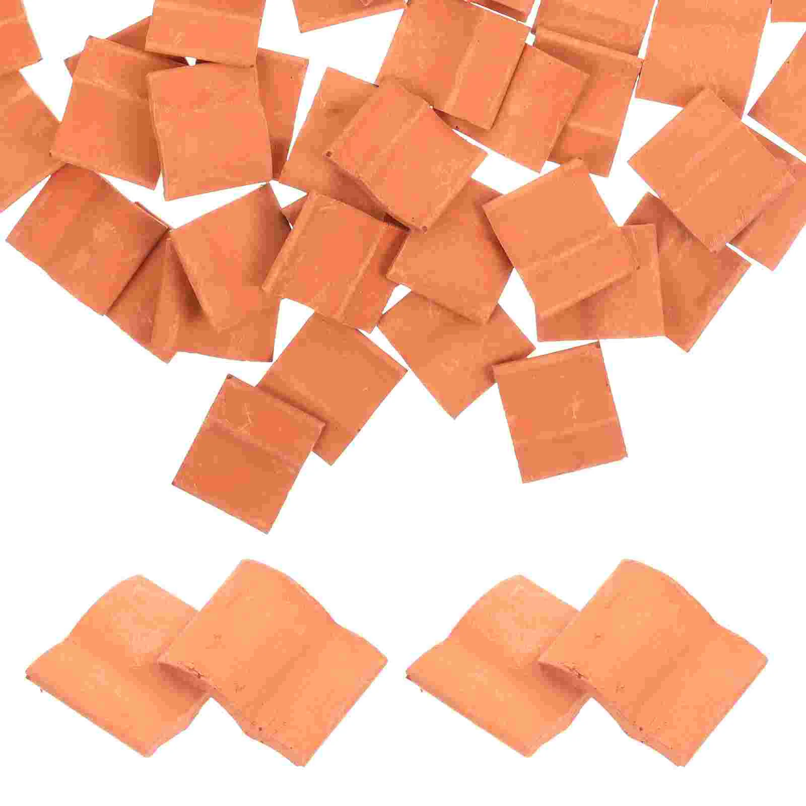 

50 Pcs Mini Bricks Small Roof Tiles Models DIY Layout Decors Simulated Props Sand Table Miniature Clay Toy House