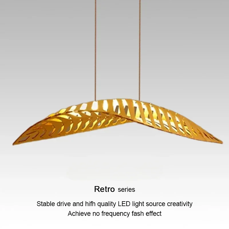 

Nordic Minimalist Wood Art Fish Bone Pendant Chandelier Lighting for Restaurant Bar Cafe Dining Room Home Decor