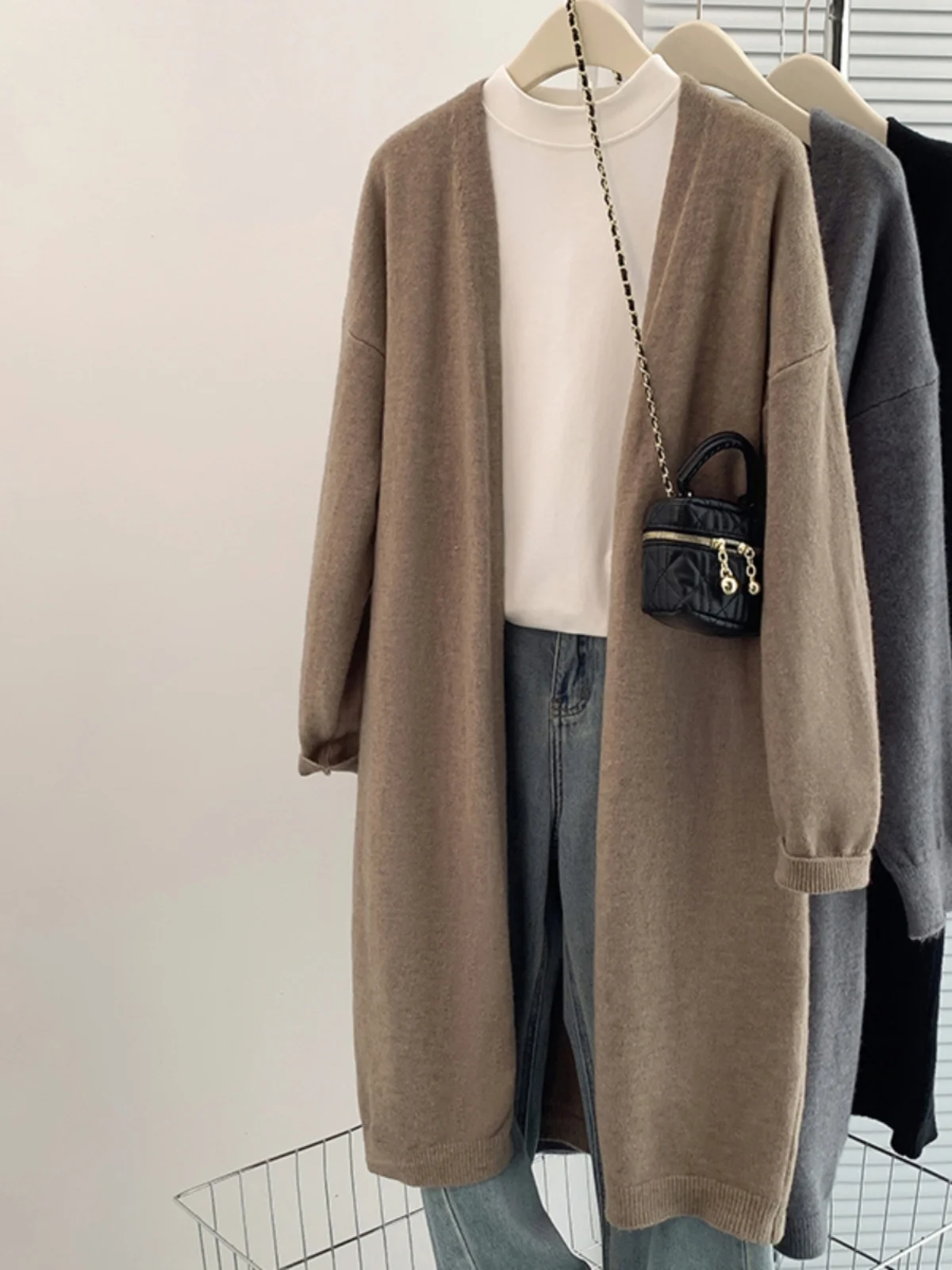 

Women's Mid-Length Knitted Sweater Coat Loose Comfortable Soft Winter Outerwear Vintage Commute Sle Pear Body pe