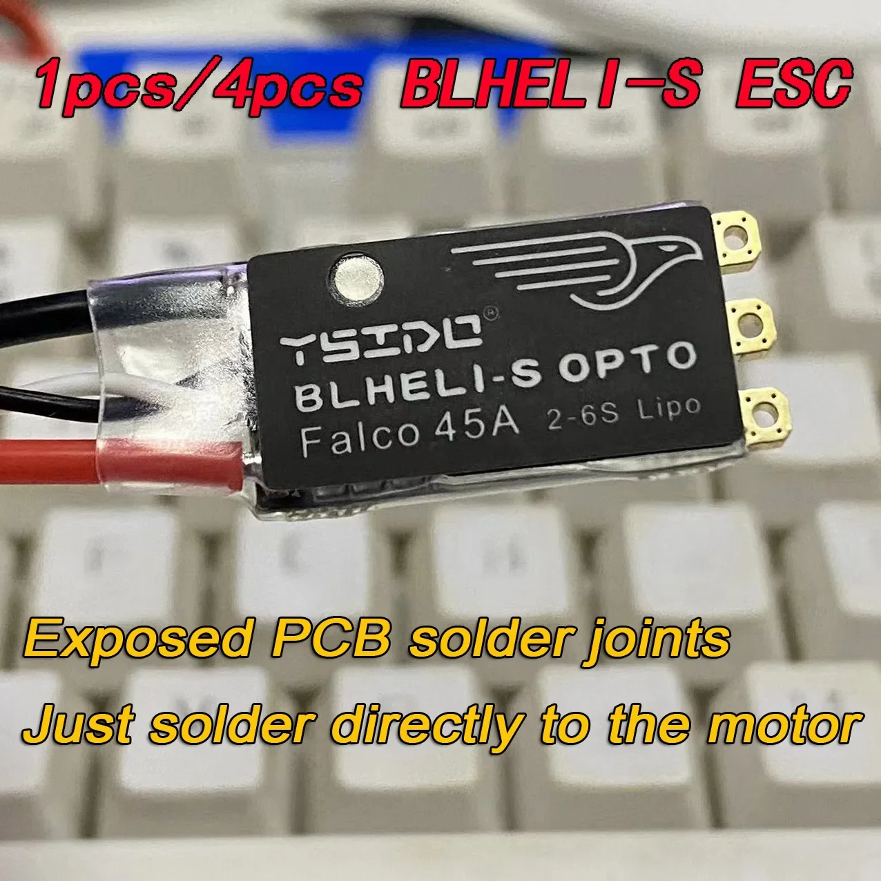 For Falco 35A 45A BLHeli_S ESC 2-6S Lipo Brushless Electronic Controller with LED Light Support DSHOT125/300/600 for Drone