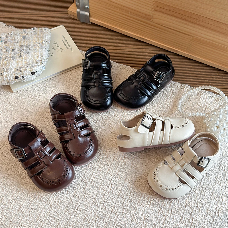 

Baby Girls Sandals Summer Children Beach Shoes Comfortable Anti Slip Soft Sole Toddler Kids Sandals Cut-outs Princess Shoes