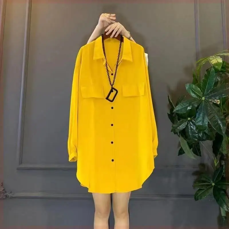 Women's Clothing 2024 Spring/Summer New Popular Item Lapel Long Sleeved Double Pocket Cover Loose Slimming Shirt Top For Women