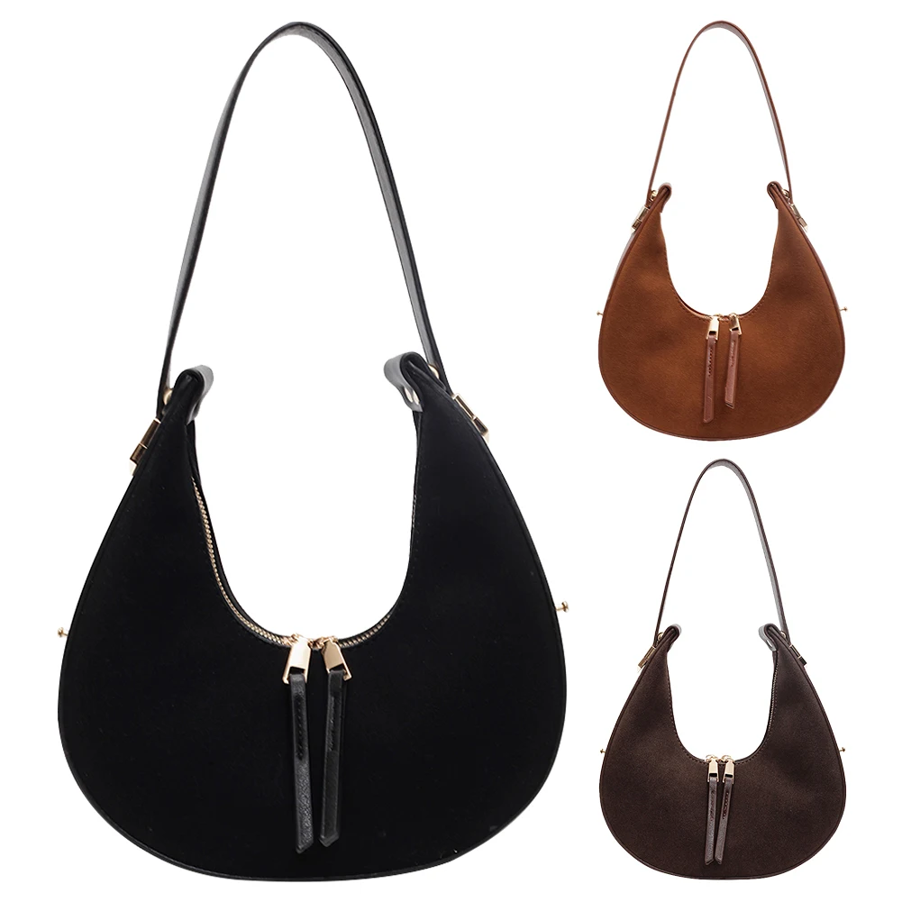 Женская сумка через плечо из искусственной замши, модная сумка для подмышек, большая вместительная сумка с верхней ручкой, застежка-молния, регулируемый ремень, уличная дорожная сумка