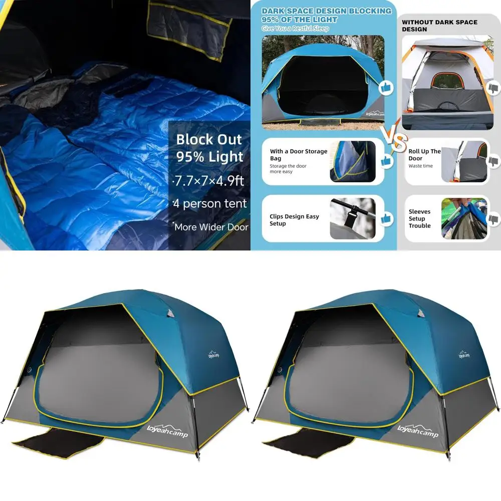 

4-Person Waterproof Family Camping Tent, Easy Setup Double Layer Dome Tent for Outdoor Adventures