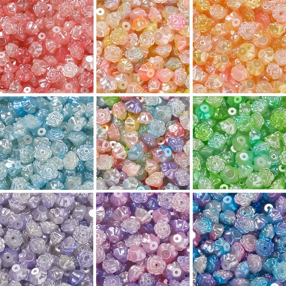 100pcs 8×8mm Gradient Acrylic Flower Bead Two-color Spacer Beads for DIY Bracelets Earring Necklaces Jewelry Making Findings