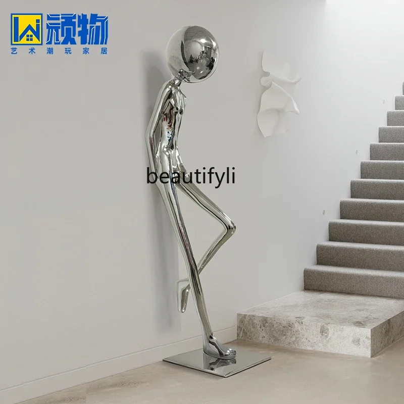 Entrance lobby decoration overbearing president abstract living room TV cabinet large floor-to-ceiling humanoid