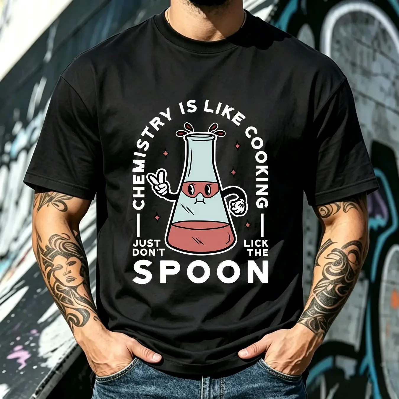 washed T Shirt Chemistry is Like Cooking Funny Science Mens 100 Cotton vintage Washed streetwear Slightly Comfortable