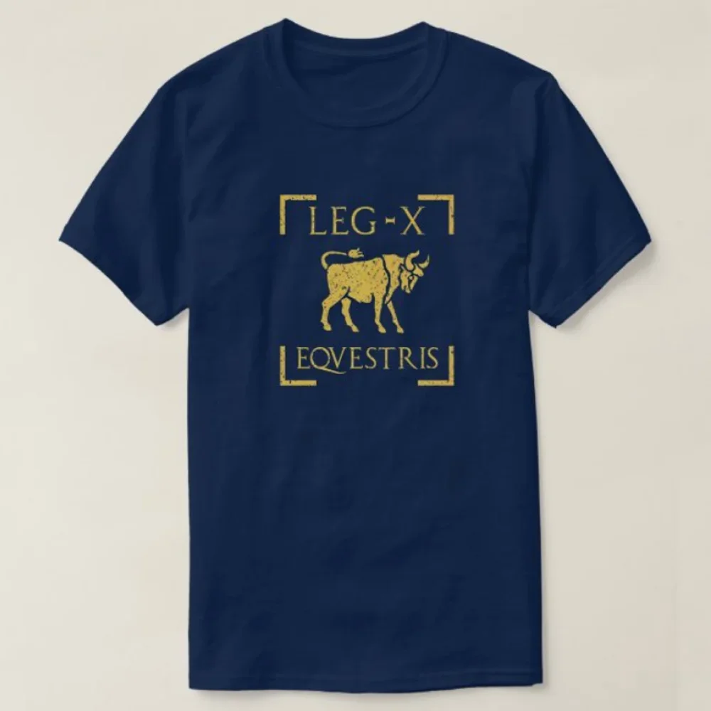 Legio X Equestris Vexillum Bull Emblem- Julius Caesar Roman Legion T-Shirt O-Neck Short Sleeve Casual