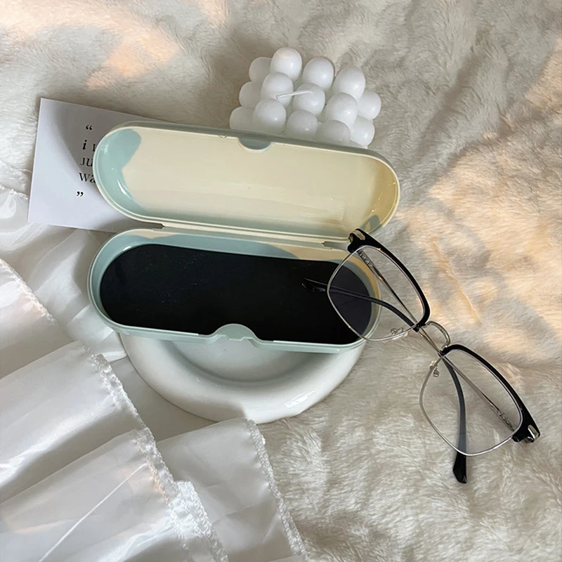 Portable Cream Colored Glasses Case Cute Sunglasses Myopia Glasses Storage Box Travel Student Simple Sunglasses Box Storage Box