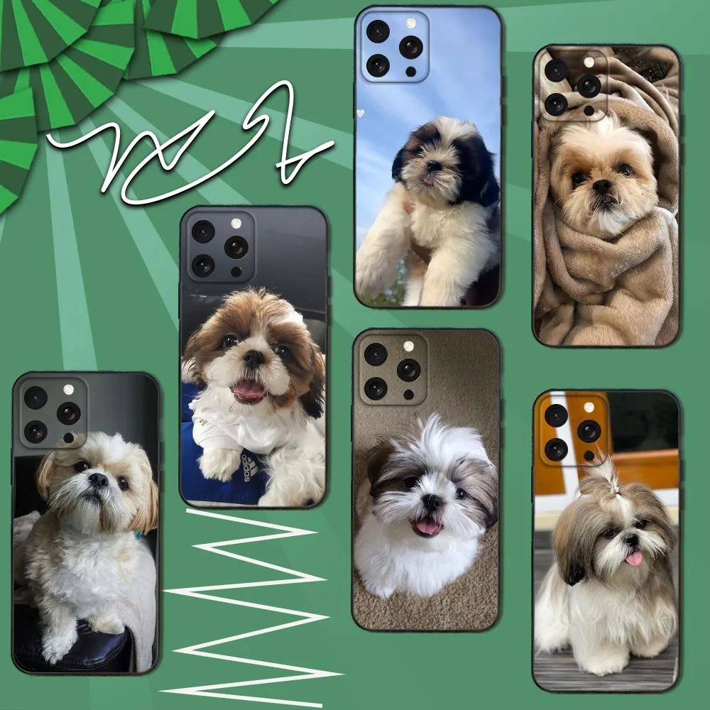 

Pet Shih Tzu Dog Phone Case For iPhone 16e,16,15,14,13,12,11,Pro,X,XS,Max,XR,Plus,Mini Soft Black Cover