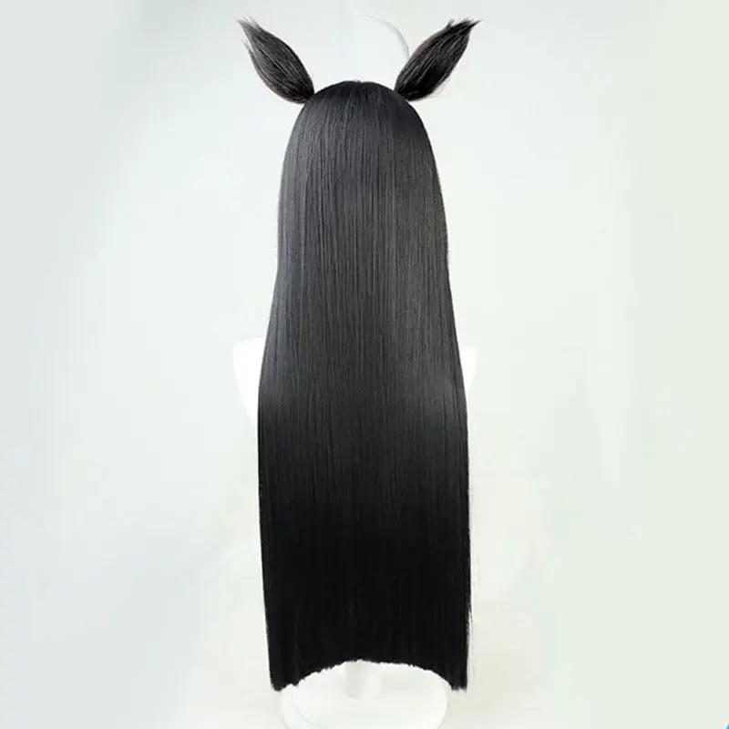 Café Manhattan ﻿   Umamusume bonito derby manhattan café peruca cosplay 85cm orelhas de cabelo preto e cauda festa de halloween roleplay adereços