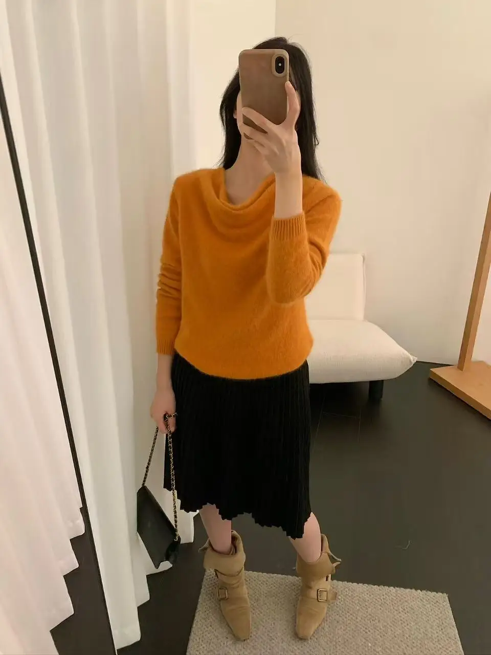 

Soft Sle Korean Loose Fit Autumn Winter Knitted Sweater Bear Collar Casual Comfortable Women's Long Sve High Ne Warmth