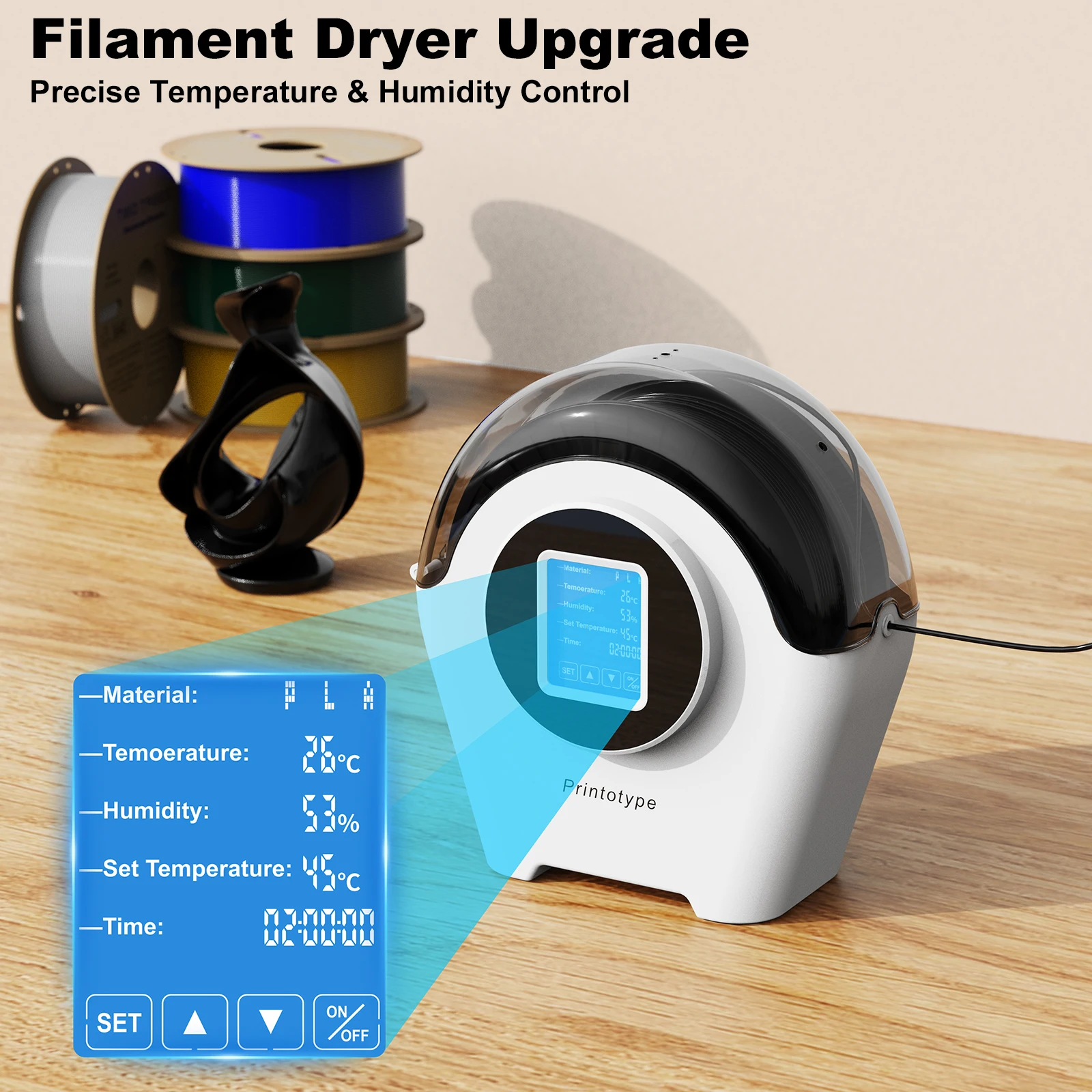 3D Printer Parts Filament Dewatering Machine Storage Box, 1.75/2.85/3.00mm PLA PETG ABS TPU Filament Drying Case