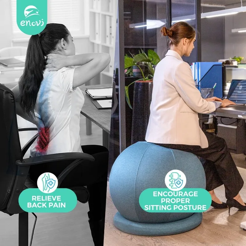 ProBalanceΩ Ball Chair, Yoga Ball Chair Exercise Ball Chair with Slipcover and Base for Home Office Desk, Birthing & Pregnancy