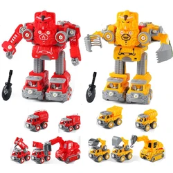 Take Apart Truck Robot Vehicle Screw Toy  DIY Construction Truck Fire Engine Toy Build Car Robot Toy for Boy Kids Building Set