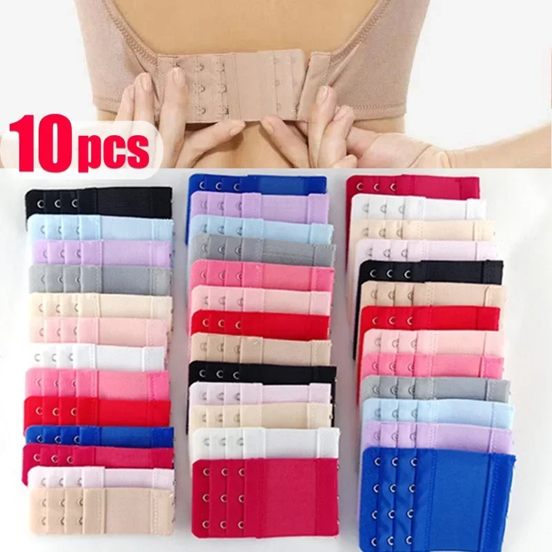 1-10pcs Ladies Nylon Extenders Buckle Extension Women 3 Row 2 Hooks Bra Strap Extender Sewing Tool Hook Intimates Accessories