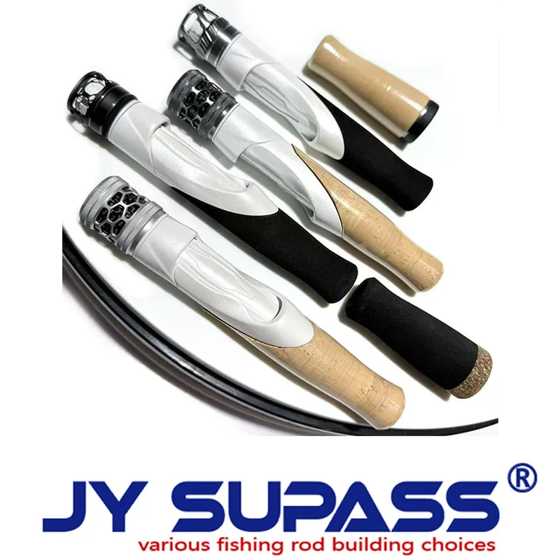 JY SUPASS GSS shiny white color reelseat fishing rod building  spinning reel seat eva handle set