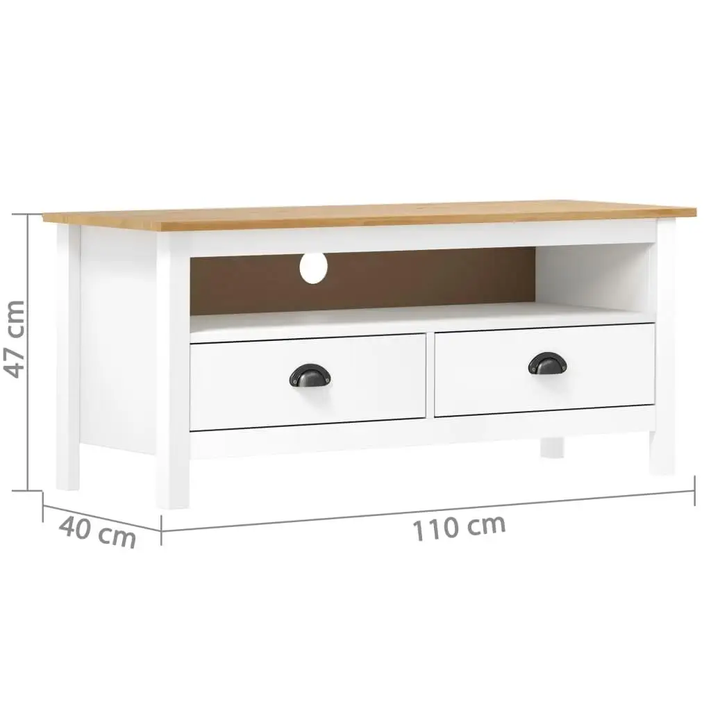 Modern White TV Stand - Solid Pine Wood, 43.3x15.7x18.5 Inches - Stylish & Durable Furniture image 4