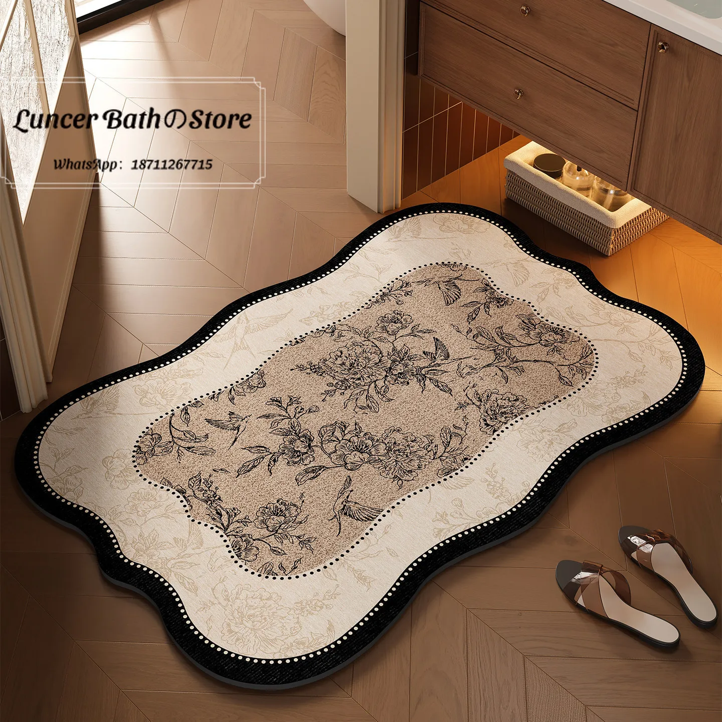 Light luxury bathroom floor mat, bathroom washable and quick-drying floor mat, easy to take care of, dirt-resistant and