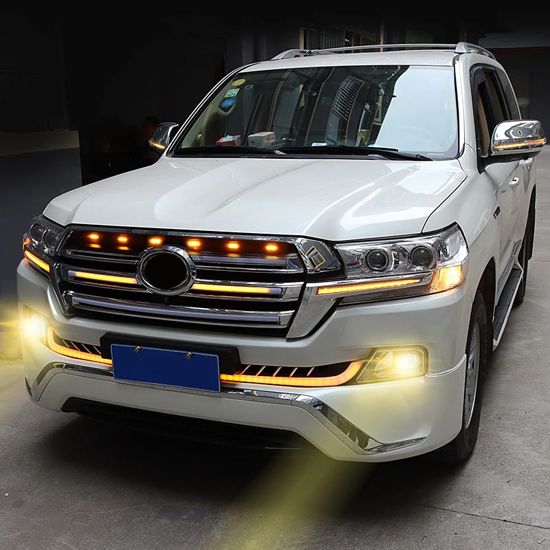 For 2016-2021 Toyota Land Cruiser 200 LC200 Accessories Front Grille Dynamic LED Light, Front Bumper Turn Signal DRL width lamp