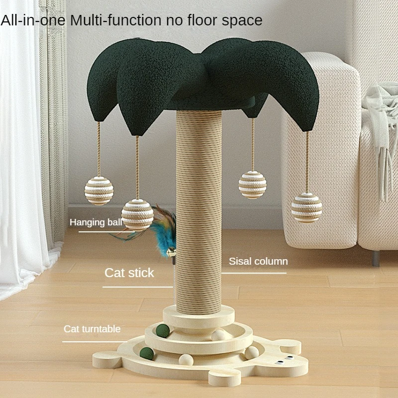 Cat Self Hi Solid Wood Cat Rotary Table Cat Scratching Pillar Cat Scratching Board Durable Cat Toy Sisal Cat Crawling Frame