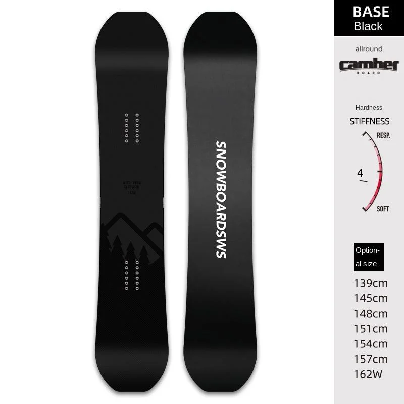 Adult Medium Hardness Freestyle Camber Black Resort Lightweight Skiing Ski Customized Beginner Snowboards Equipment