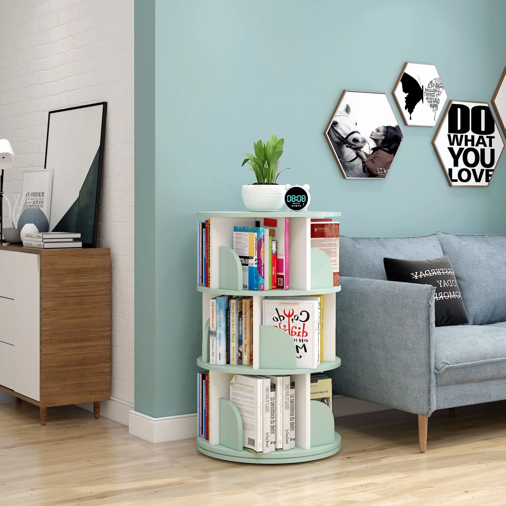 Rotating bookshelf book stand simple household space saving simple creative storage bookcase etagere rangement home furniture