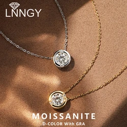 Lnngy 6.5mm i 1.4mm Bezel Moissanite naszyjnik z certyfikatem dla kobiet kołnierz Plata 925 srebro naszyjniki biżuteria na prezent