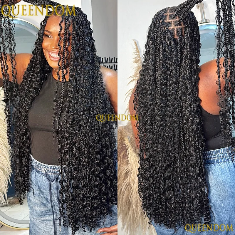 

36" Goddess Box Braiding Hair Wigs For women Synthetic Bohemia Braided Wigs On Sale