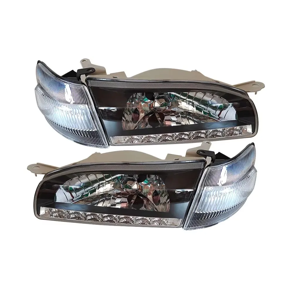 4PCS Car Headlights Modifying LED Head Lamp for Toyota Corolla AE110 AE111 AE112 AE114 CE110 CE114 EE110 Black Left and Right