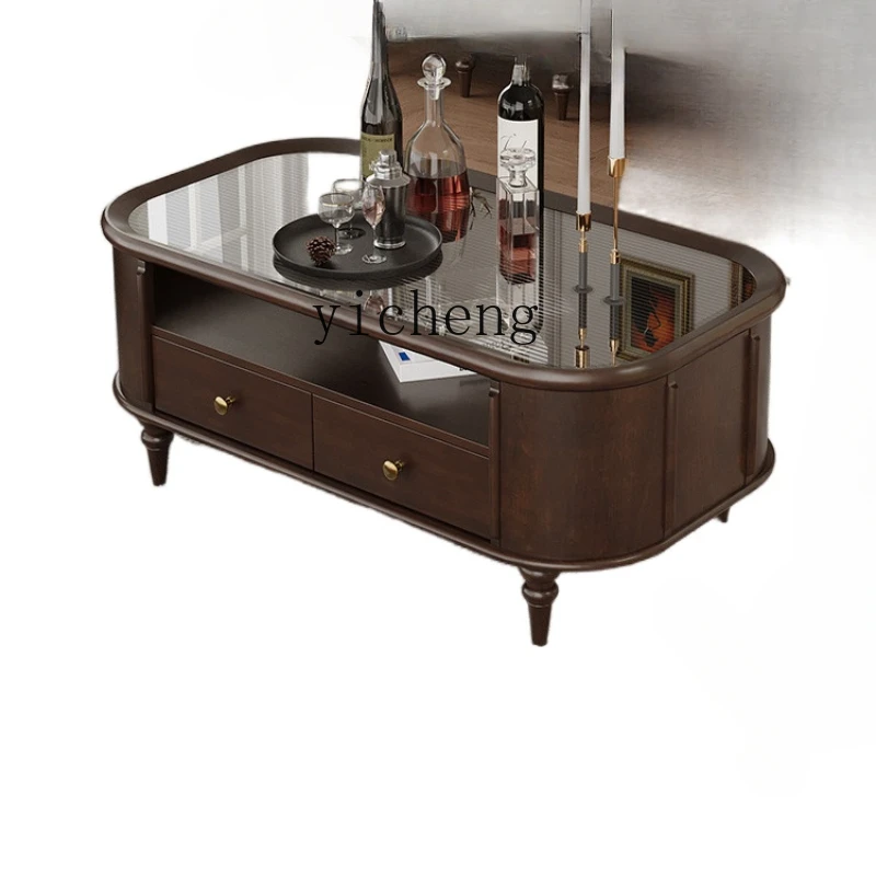 

ZC Retro Solid Wood Coffee Table TV Cabinet Combination Living Room Home Small Apartment Small Table