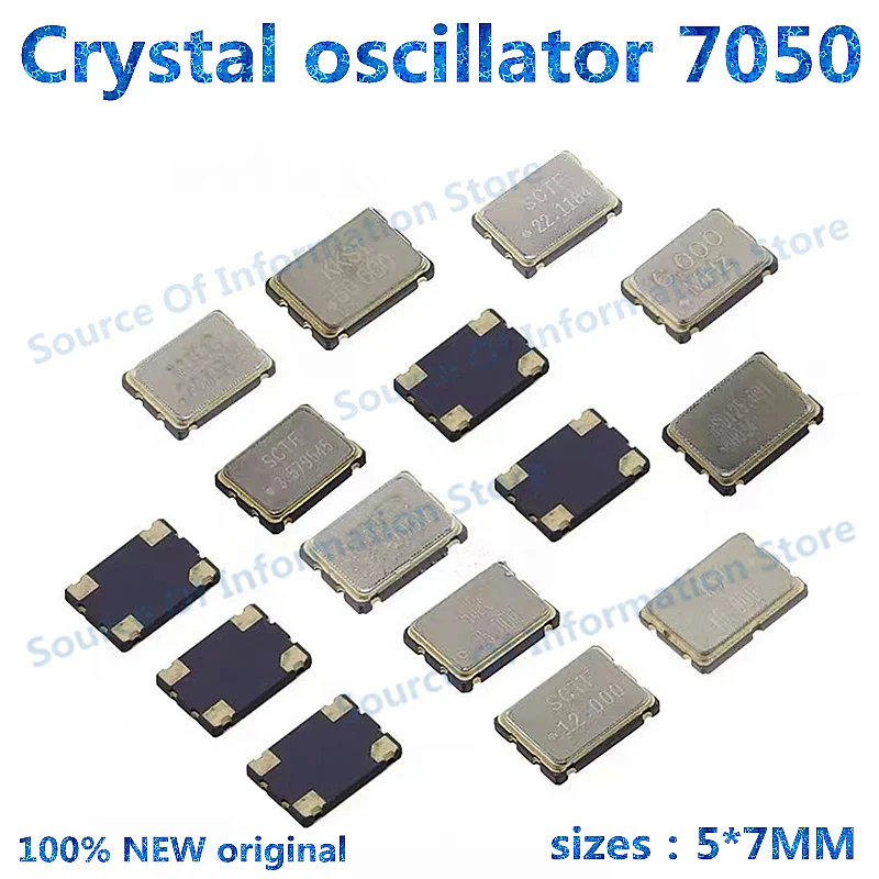 10Pcs, Crystal oscillator 7050 SMD 4pin 4m, 6MHz, 8m, 12M, 16M, 20m, 32.768MHz, 40m, 50MHz, sizes7*5mm