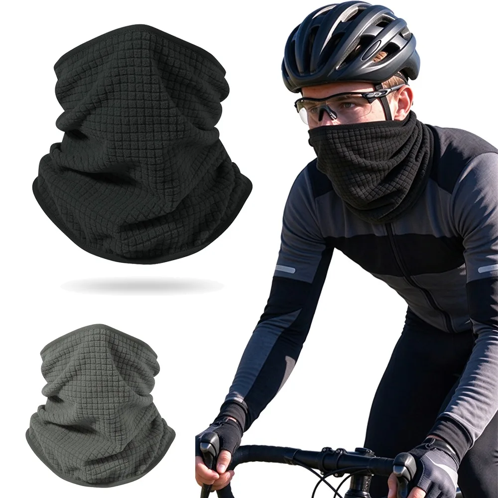 Waffle Cycling Neck Gaiter Windproof Winter polar fleece Neck Warmer Hiking Unisex Skiing Mask Tube Scarf Face Covering Camping