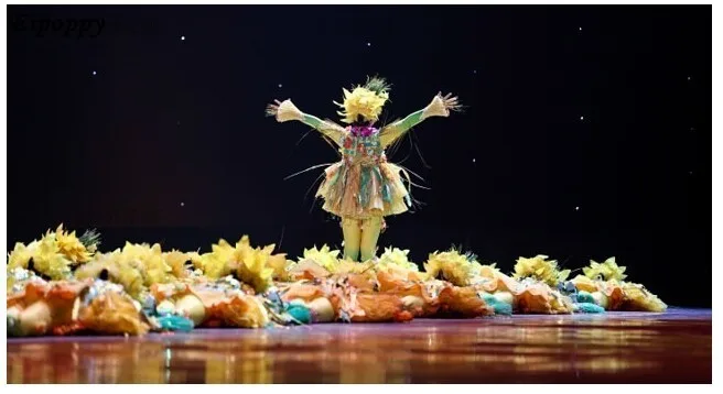 Ropa de estilo Lotus para niños, espantapájaros, disfraces de baile, ropa de rendimiento de baile, conjunto completo