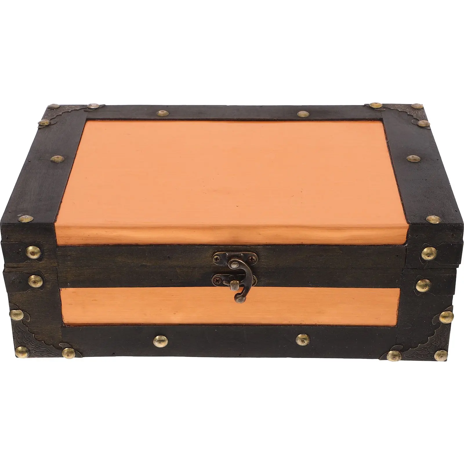 Vintage Storage Chest Treasure Box Lock Wedding Keepsake Trunk Creative Desktop Card Keepsake Trunk Wooden Memory Souvenir Box
