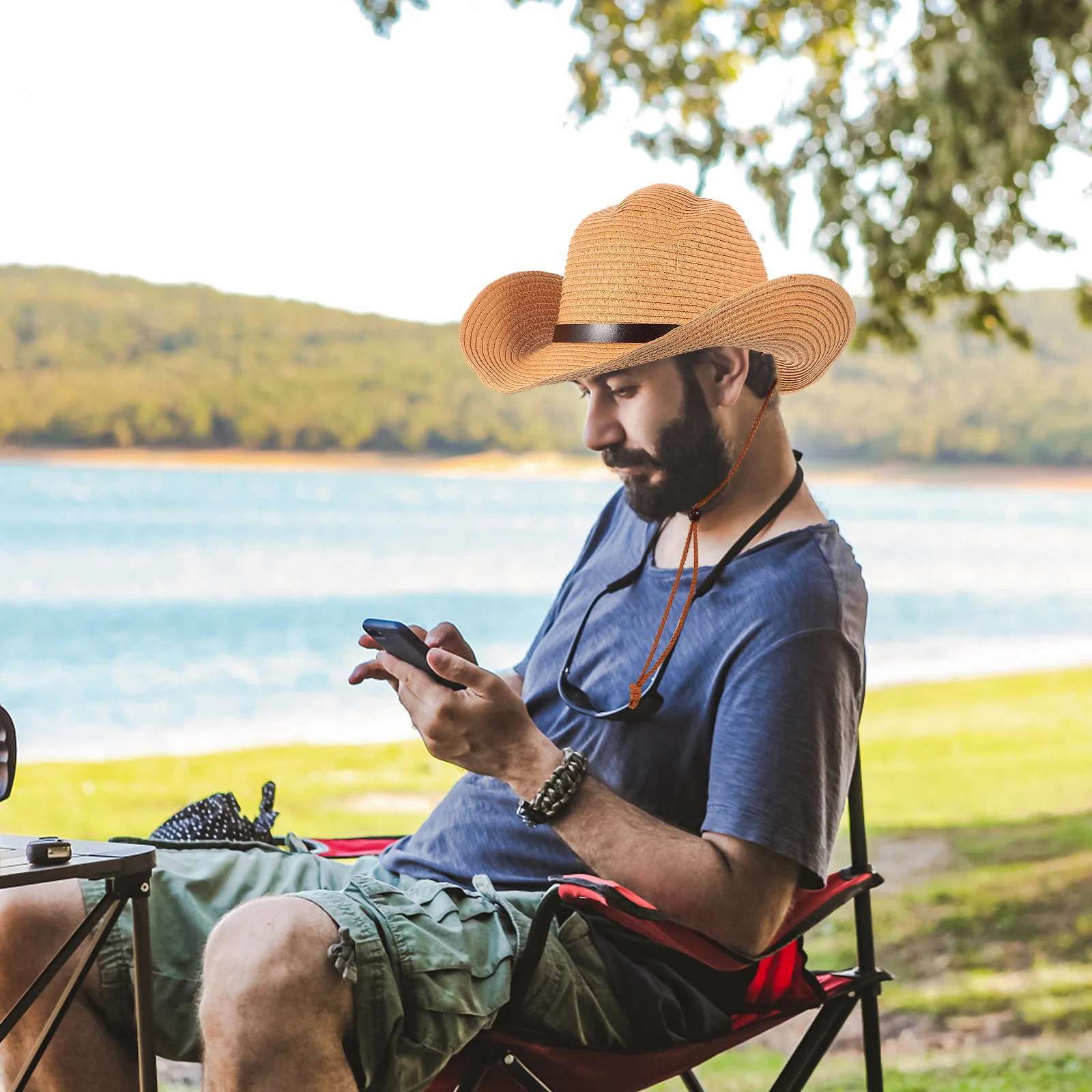 

Men'S Wide Brim Sun Hat Summer Beach Straw Floppy Foldable Lightweight Breathable Hat For Camping Hiking Fishing Garden