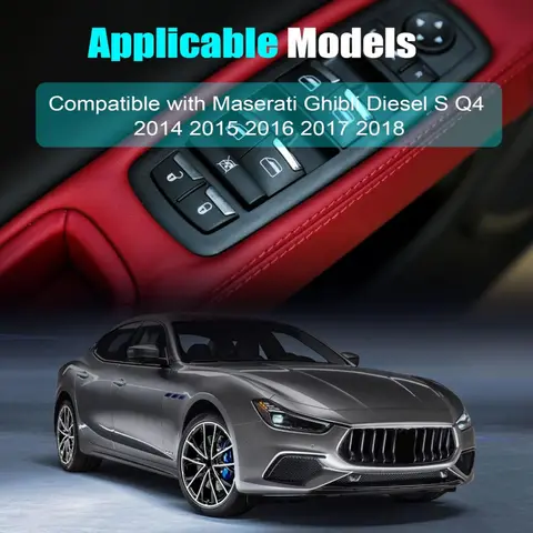 Master Power Window Switch Front Left, 3 Pins, for Maserati Ghibli Diesel/S/Q4 & Quattroporte GTS/V6/S/Q4 2014-2018, 670010305
