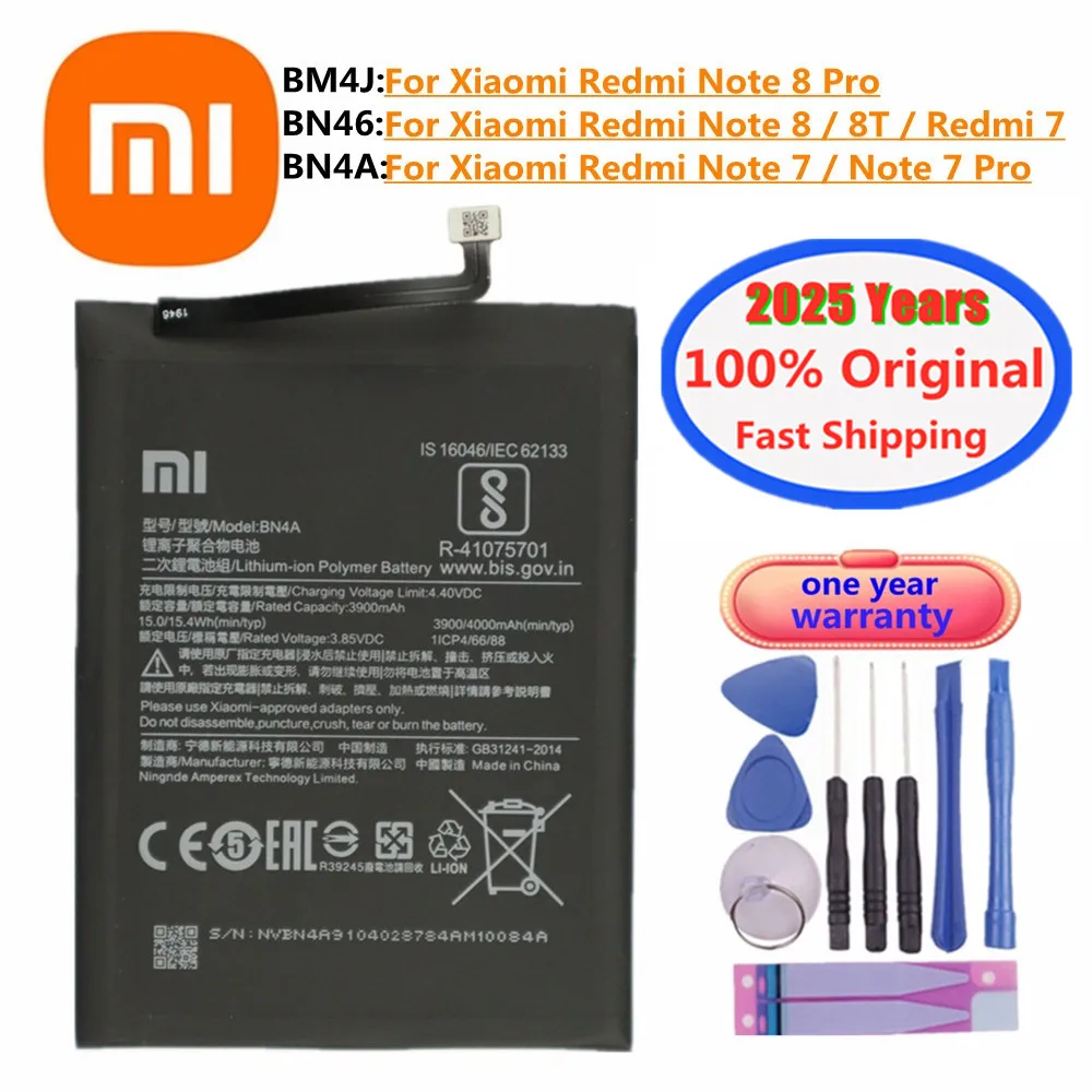 2025 Years Xiao mi Original Phone Battery BM4J For Xiaomi Redmi Note 8 Pro 8Pro 8T 7 Pro 7Pro Redmi 7 BN46 BN4A Battery Bateria