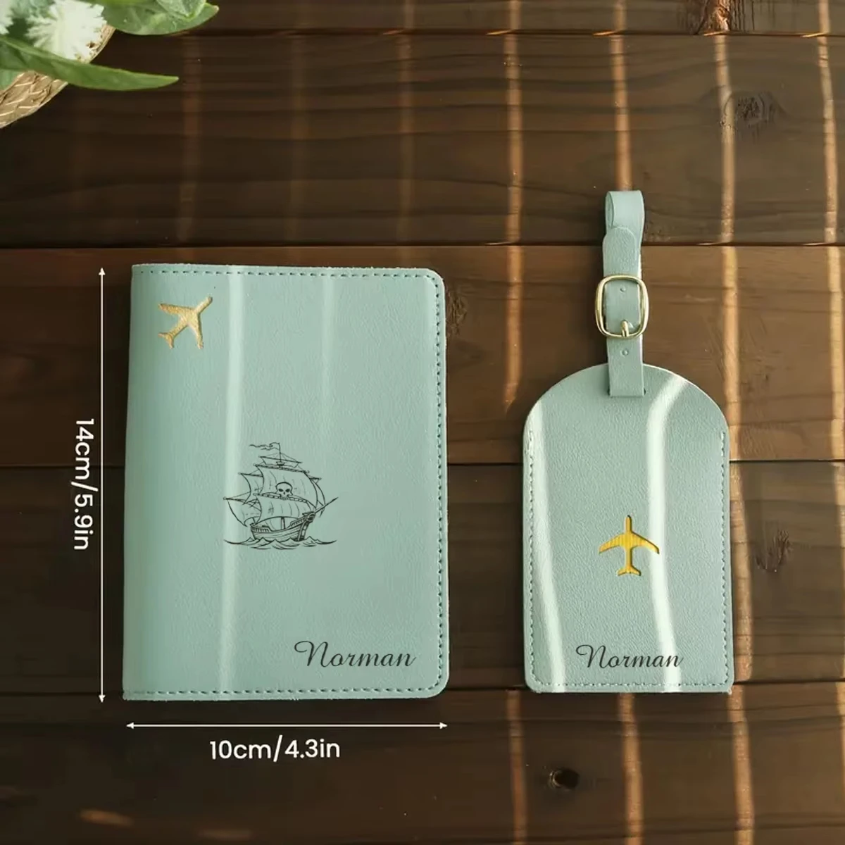 Custom Name Passport Holder & Luggage Tag Set, Elegant Leather Travel Kit, Ideal Wedding Favor For Guests