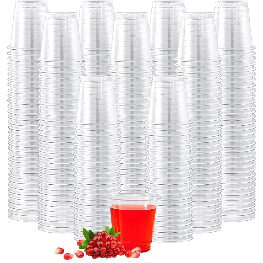 

900 PACK 2 oz Plastic Shot Glasses 2 Ounce Clear Party Cups for Vodka Whiskey Tequila Mini Plastic Containers for Sauce and Sa