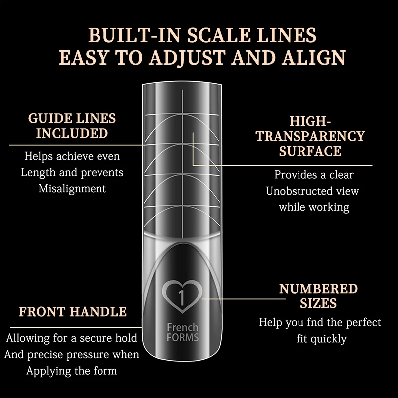 

120Pcs New Space French Dual Forms 15 Sizes Clear Reusable Nail Extension Gel French Tip Nail Form Manicure Tool DIY Art Salon