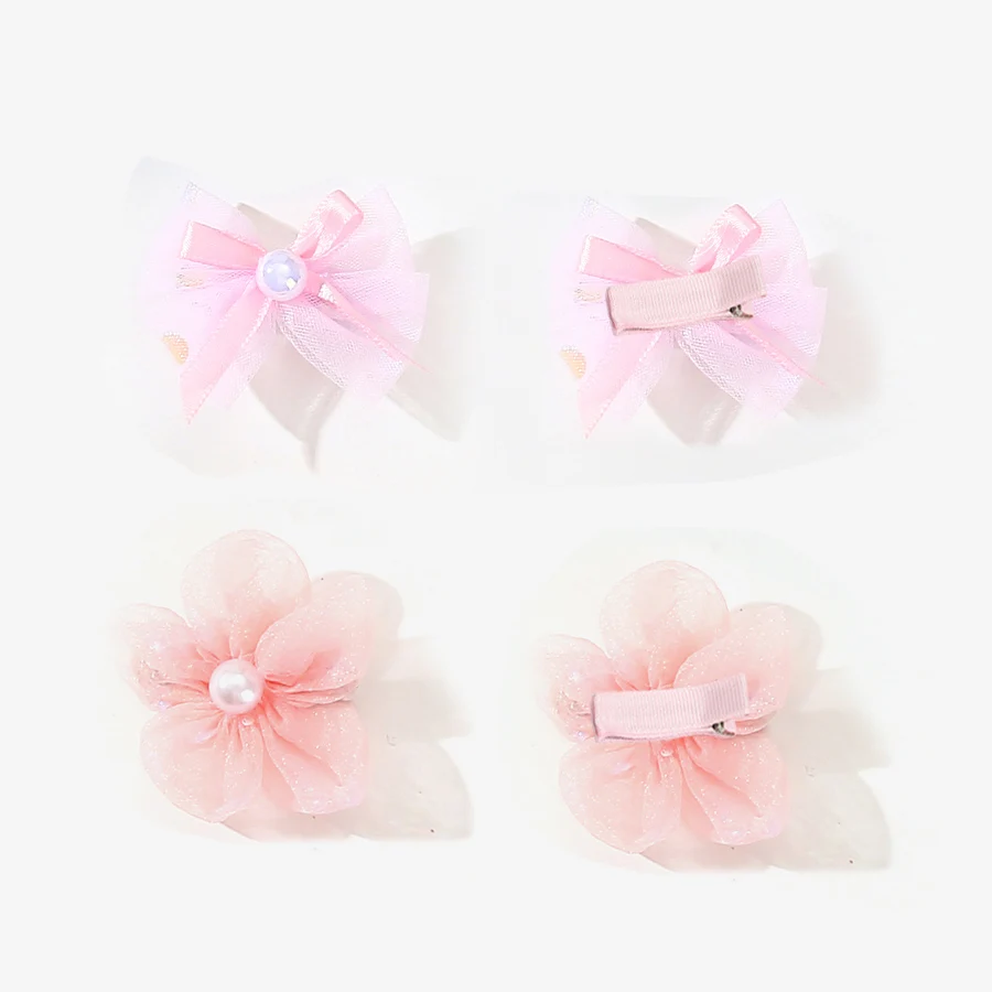 4pcs Dog Bows Stylish Hair Clips for Fur Pet Yorkie Cute Topknot Bows Flower Hair Bin Adorable Puppy Grooming Barrette