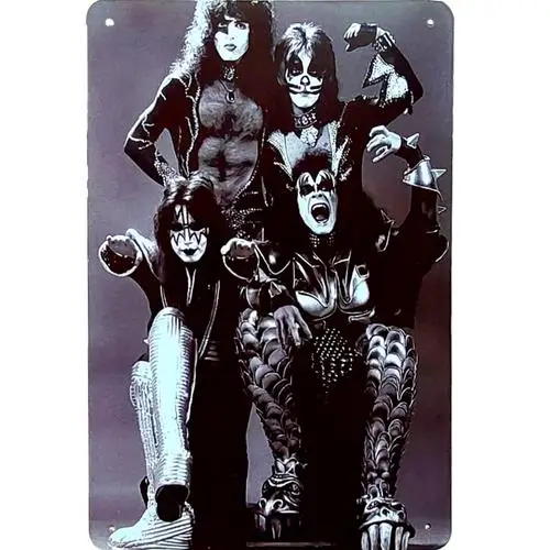Vintage KISS Metal Sign Rock & Roll Band Poster Retro Music Tin Decor