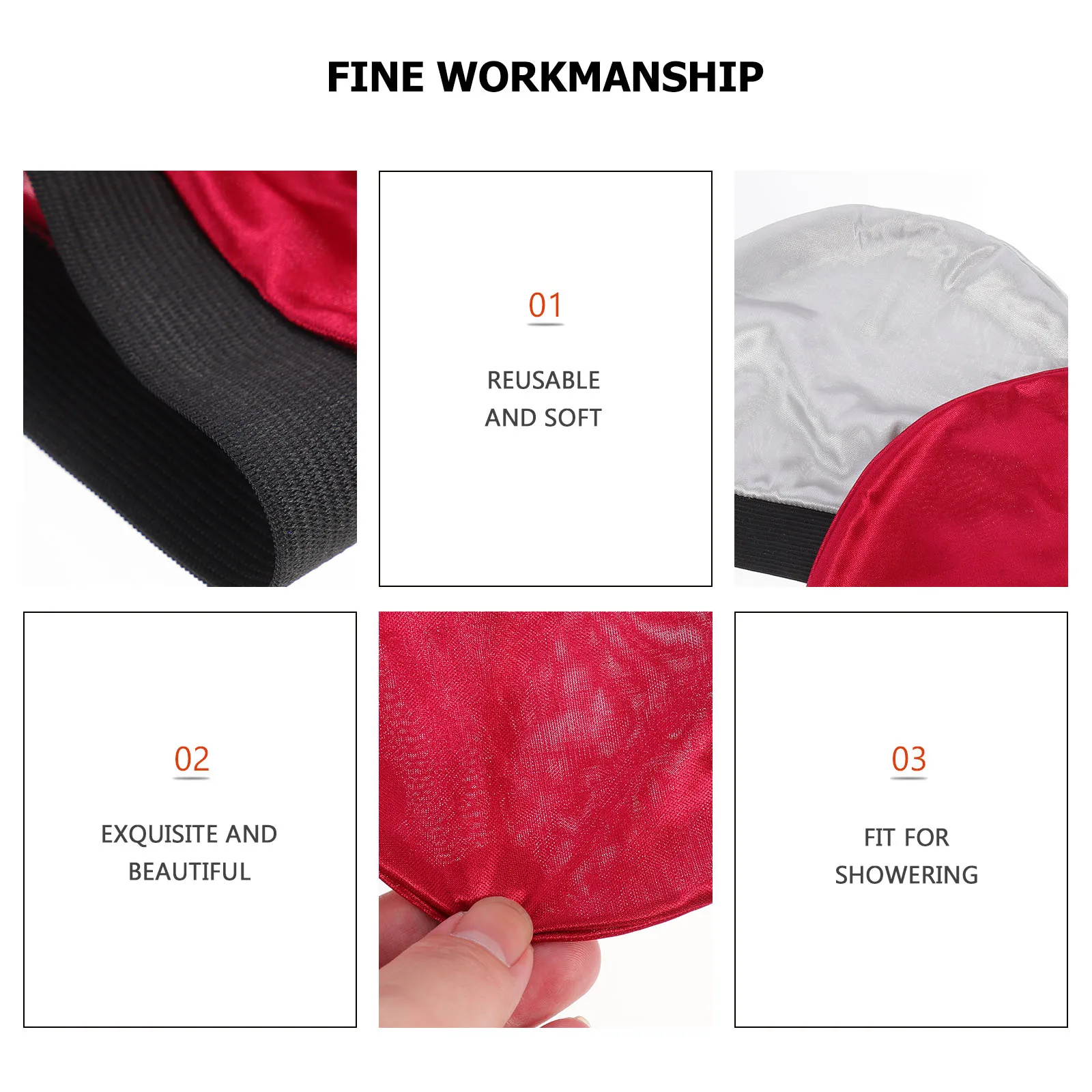 

4 Pcs Satin Shower Cap Elastic Bath Silk Bathing Caps Female Night Sleeping Hat Cloth Hair Protective for Women