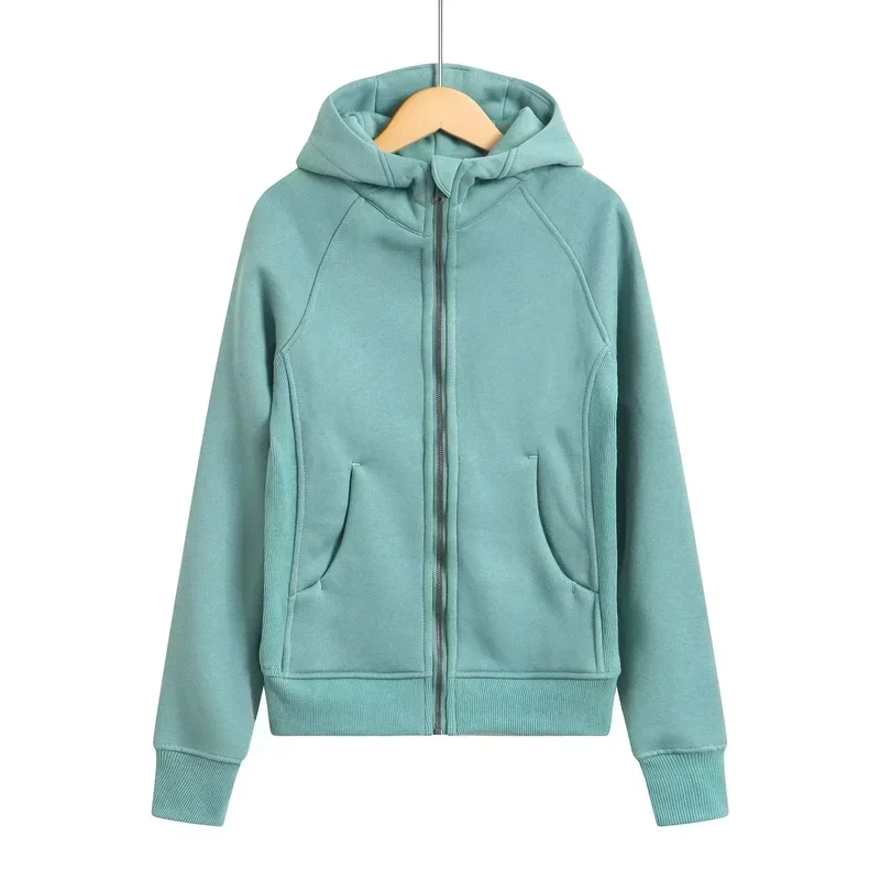 Feminino mergulho outerwear esportes hoodie outono/inverno engrossar quente fino-ajuste manga longa com capuz camisolas definir jaquetas casaco