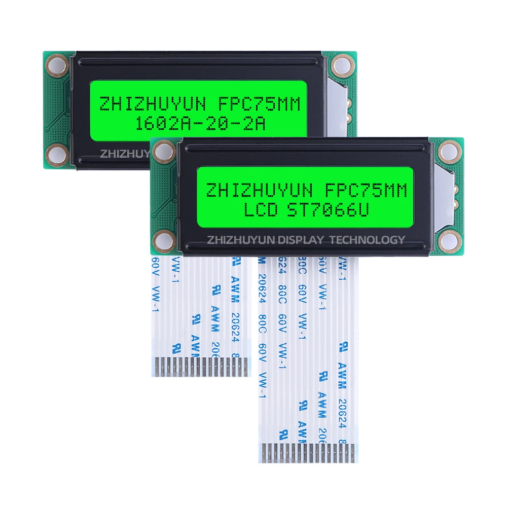 Kwaliteitsborging 1602a-20-2a Karakter Scherm Fc 75Mm Ijs Blauw Grijze Film Met Zwarte Letters Lcm Display Module 5V Lcd Module