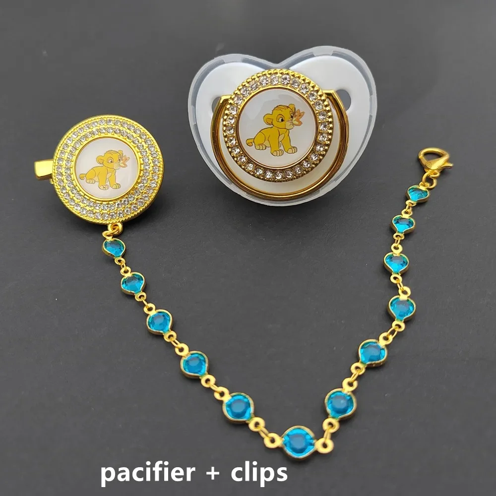 [chupetes para ] Lion King Shiny baby pacifier Clip chain Animal print Baby pacifier Baby crawl suit High waist belly pants set