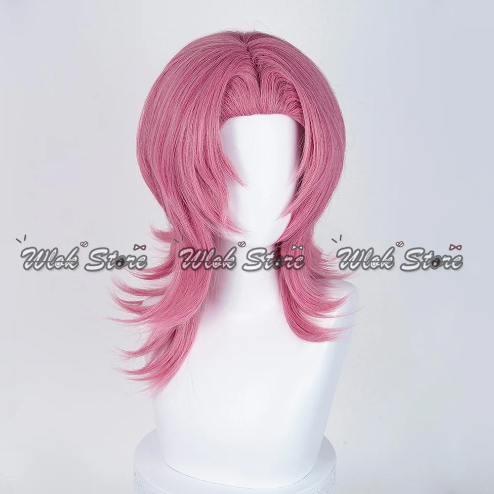 Saja Jungen Romantik Cosplay Perücke Ohrringe Halskette KPop Dämon Jäger Cosplay Rosa Perücke Haar Männer Frauen Halloween Party Karneval Prop